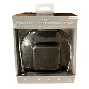 ATOMI Wireless Bluetooth Speaker Shower Head AT1490B Black Satin 3Watts 1.8 GPM